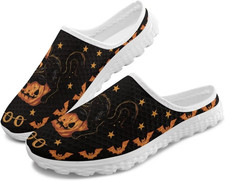 Womens Mules Fall Kint Mesh Indoor Outdoor Clog Slippers with Memory Foam Open B