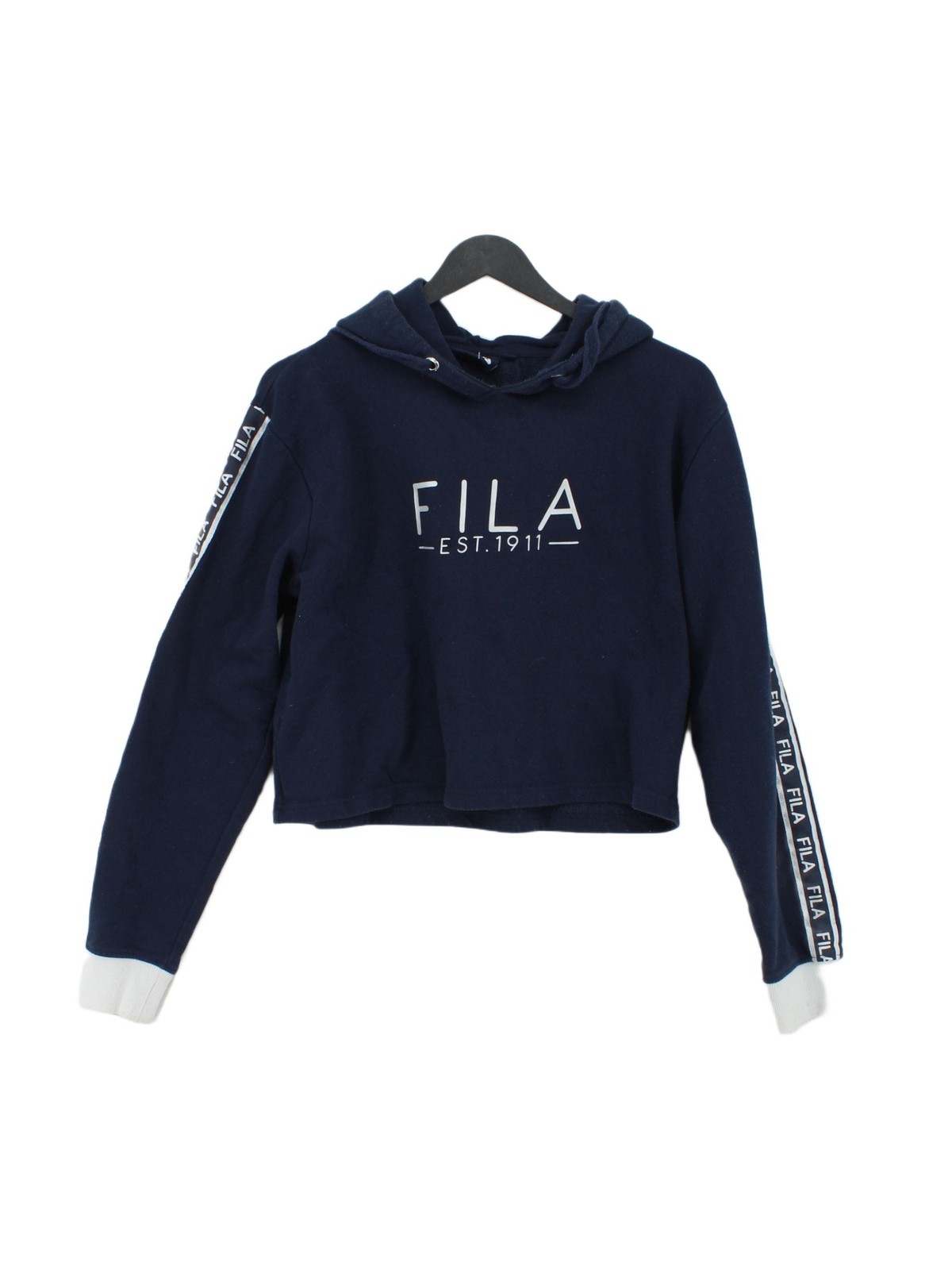 Fila Felpa Donna con Cappuccio M Blu Grafica Cotone con Pullover Poliestere
