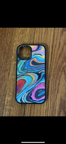 CASETiFY iPhone 15 Pro Max EttaVee Marble 1 Case Rainbow Multicolored Black Rim