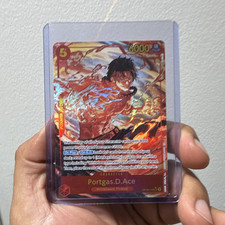 Bandai One Piece Card Game Portgas D. Ace Alt Art Holo Secret Rare OP16-118