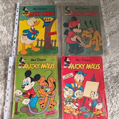 Walt Disney Micky Maus Comic Lot 1958 Heftbindung Deutsch 4x Donald Tick