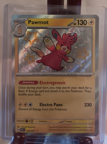 Pawmot **Shiny Rare** 144/091 SV: Pokemon Paldean Fates Holo NM/M