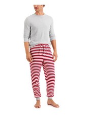 FAMILY PJs Mens Gray Top Long Sleeve Lounge Pants Thermal Pajamas L