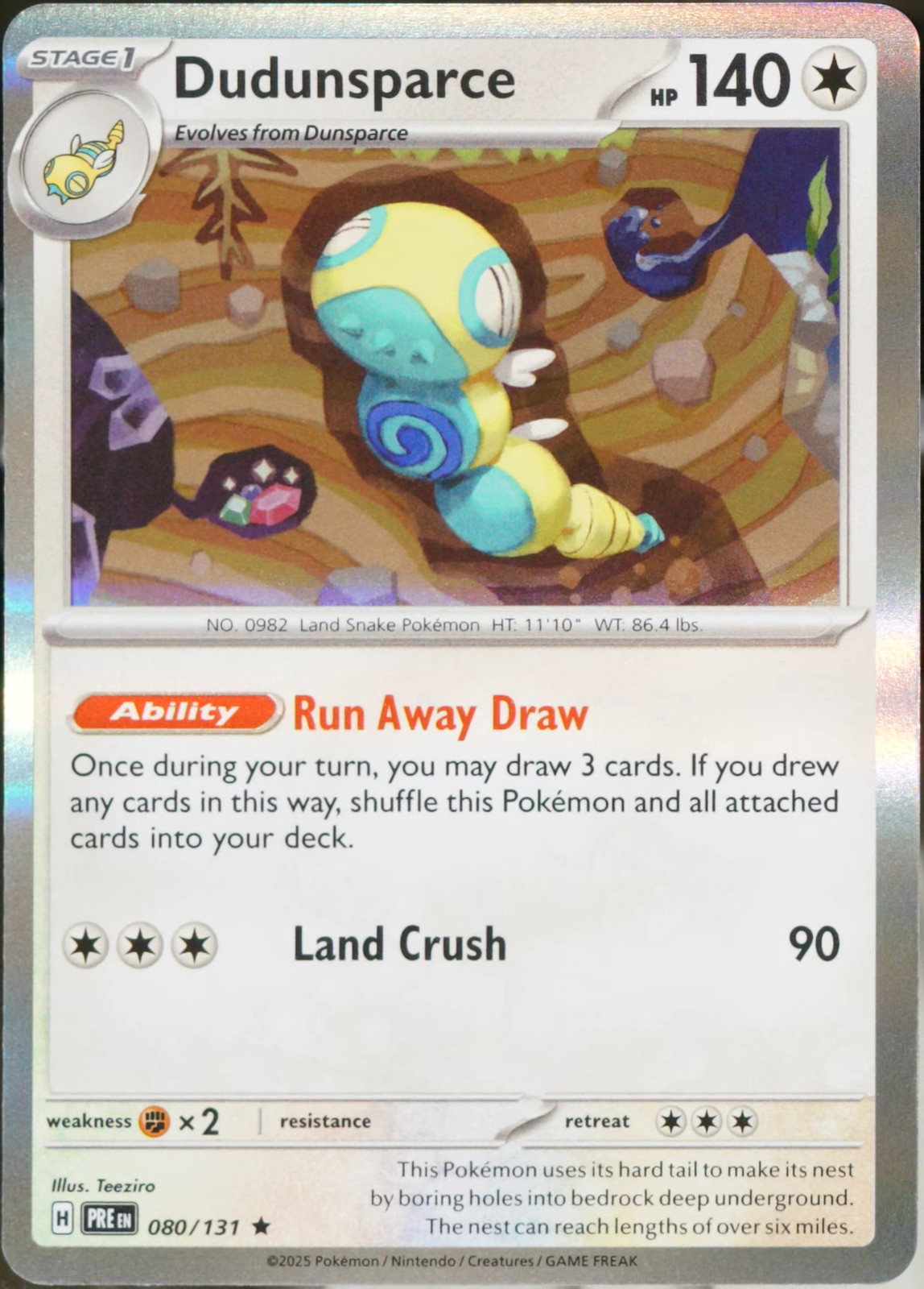 Prismatic Evolutions #80 Dudunsparce Pokemon