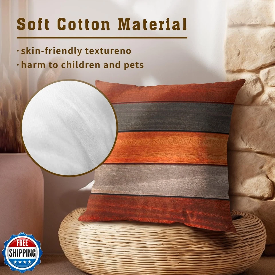 Набор из 2 наволочек Mweet осень День благодарения 18 x 18 ретро деревенский Ba - Изображение 4 из 4