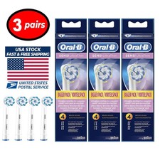 Oral-B Sensitive Clean Replacement Brush Heads 4 Count x 3 Pairs Original NEW