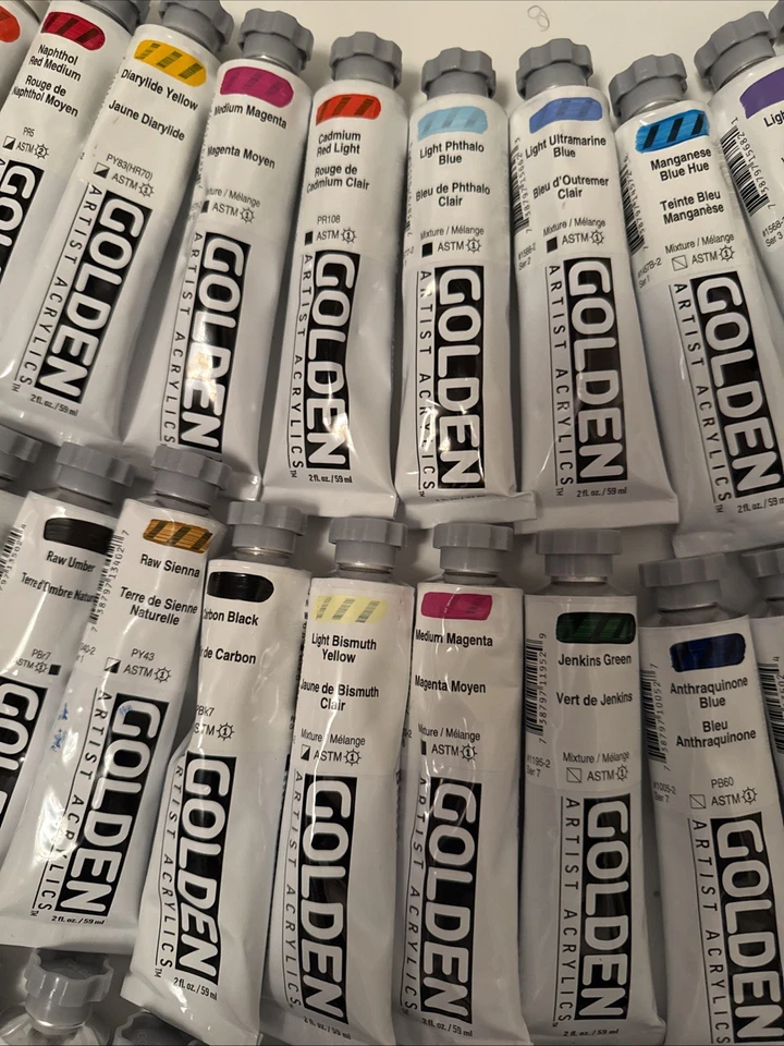 LOTE DE 50 Tubos DORADOS Pinturas Acrílicas Colores Artista 2fl oz *NUEVO *¡ENVÍO GRATUITO! Foto 3 de 4