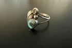 Vintage Navajo Turquoise Ring Sterling Silver Signed E size 9