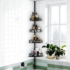 Corner Shower Caddy Tension Pole 4-Tier Bathroom Organizer, Height-adjustable...