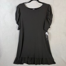 MSK Women's Petite Shift Dress Size PXL Black Scoop Neck Ruffle NWT