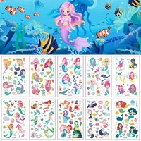 TemporäRe Tattoos Kinder 10 BläTter Meerjungfrau Cartoon Wasserdicht Mitgebsel
