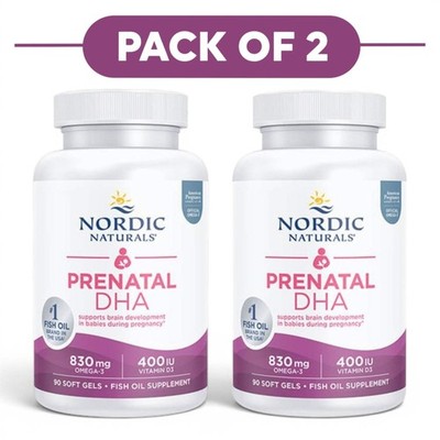 Nordic Naturals Prenatal DHA 830mg Geschmacksneutral 90 Weichgele 2er Pack