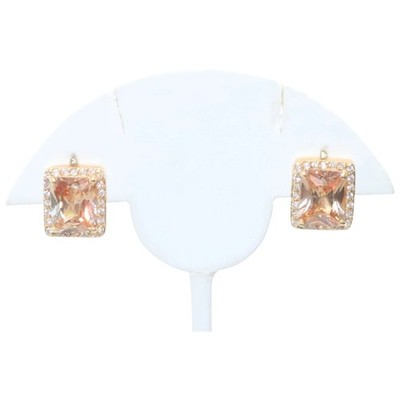 Sterling Silver Yellow Gold Overlay Emerald Cut Citrine Halo Earrings