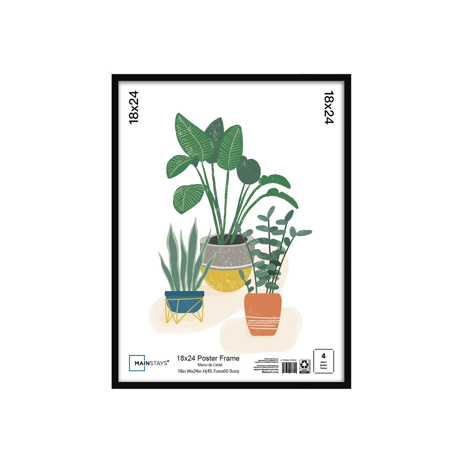 – 18X24 Picture Frame – Black Flat Profile Wall Photo Frame