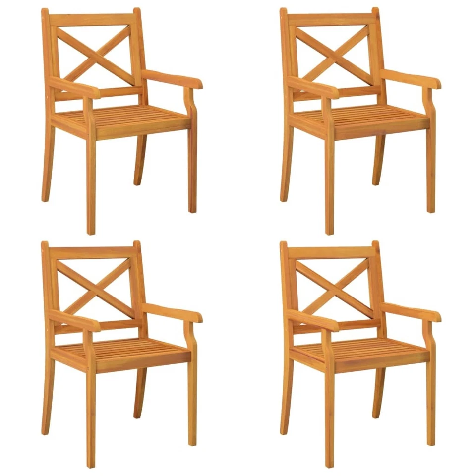Dining Chair Set of 4 Natural Acacia - Image 2 of 4
