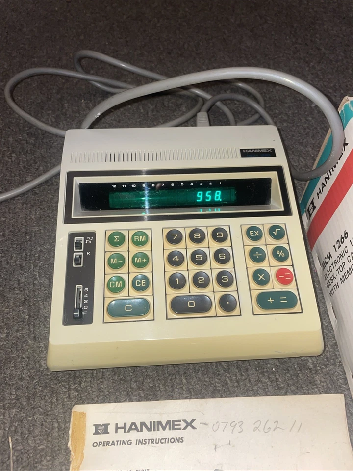 vintage Hanimex 12 Digit desktop Memory calculator Mcm 1266 Film Prop Display - Image 2 of 4