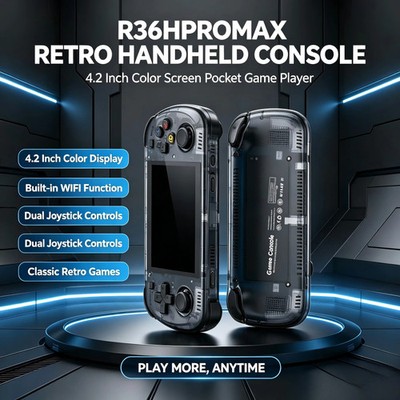 R36H Pro Max 4,2'' Retro Handheld Spielkonsole 1024x768 Bildschirm Tragbar Video Pla