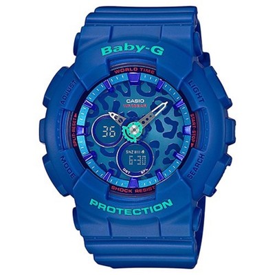 Casio Baby-G BA-120LP-2A Blue Leopard Print Dial Analog-Digital Women's Watch
