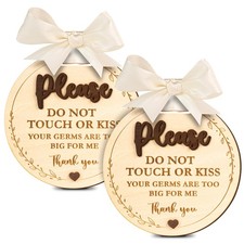 Woodamore Do Not Touch or Kiss Baby Sign, 2 Pack Wood Car Seat Stroller Tag |...