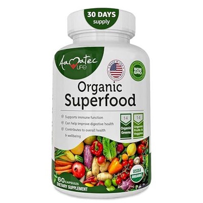 Aamatec Life Organic Superfood Greens Fruits and Veggies Complex - Dietary with