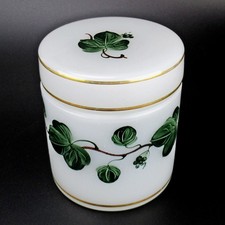 FRATELLI FERRO Opalglas Dose Handbemalt Murano 20er Jahre Art Deco SELTEN