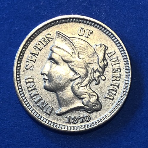 1870 3 Cent Nickel Au/Uncirculated Very Nice Sharp Unc - Picture 3 of 16