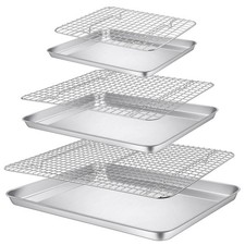 16  12.5  9 Inch Baking Sheet and Rack Set, Stainless Steel Cookie Sheets O...