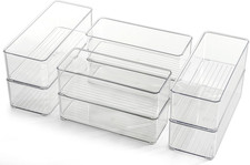 8 Pack Clear Plastic Drawer Organizers Set, Stackable Deep Drawer Organizer for