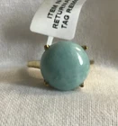 4.500 Ct, Larimar Solitaire Ring In 14K Gold On Sterling Silver, Size M