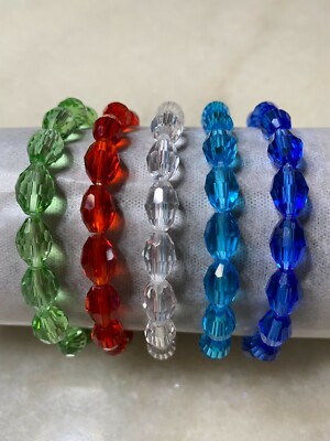 Beautiful Crystal Bead Bracelets in clear, , Green, Blue, Royal blue Colors