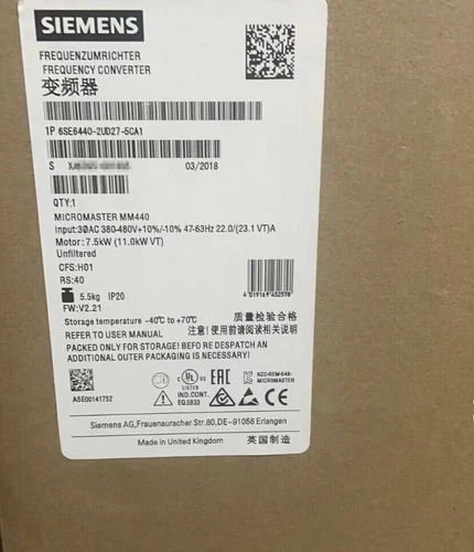 SIEMENS 6SE6440-2UD27-5CA1 6SE6 440-2UD27-5CA1 Inverter New In Box One  - Picture 1 of 3