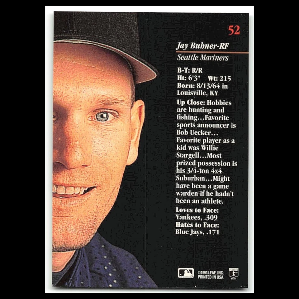 Jay Buhner #52 1993 Studio Seattle Mariners Baseball Card MLB NM - Image 2 of 3