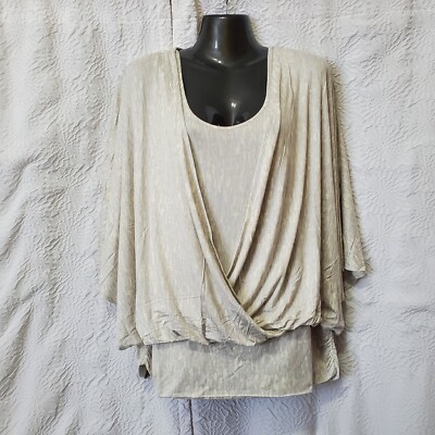 The Muses Lounge Women's Top Yummy Knit Top w/ Banded Bottom Gray Size L A389838