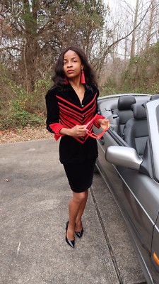 Rare Designer Vintage TADASHI Black/Red 2-pc Michael Jackson look