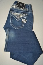 Miss Me Women's Signature Rise Slim Boot Embellished Blue Jeans Sz 26x33