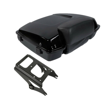 Black Razor Trunk Backrest & Mount Rack Fit For Harley Tour Pak Road King 09-13