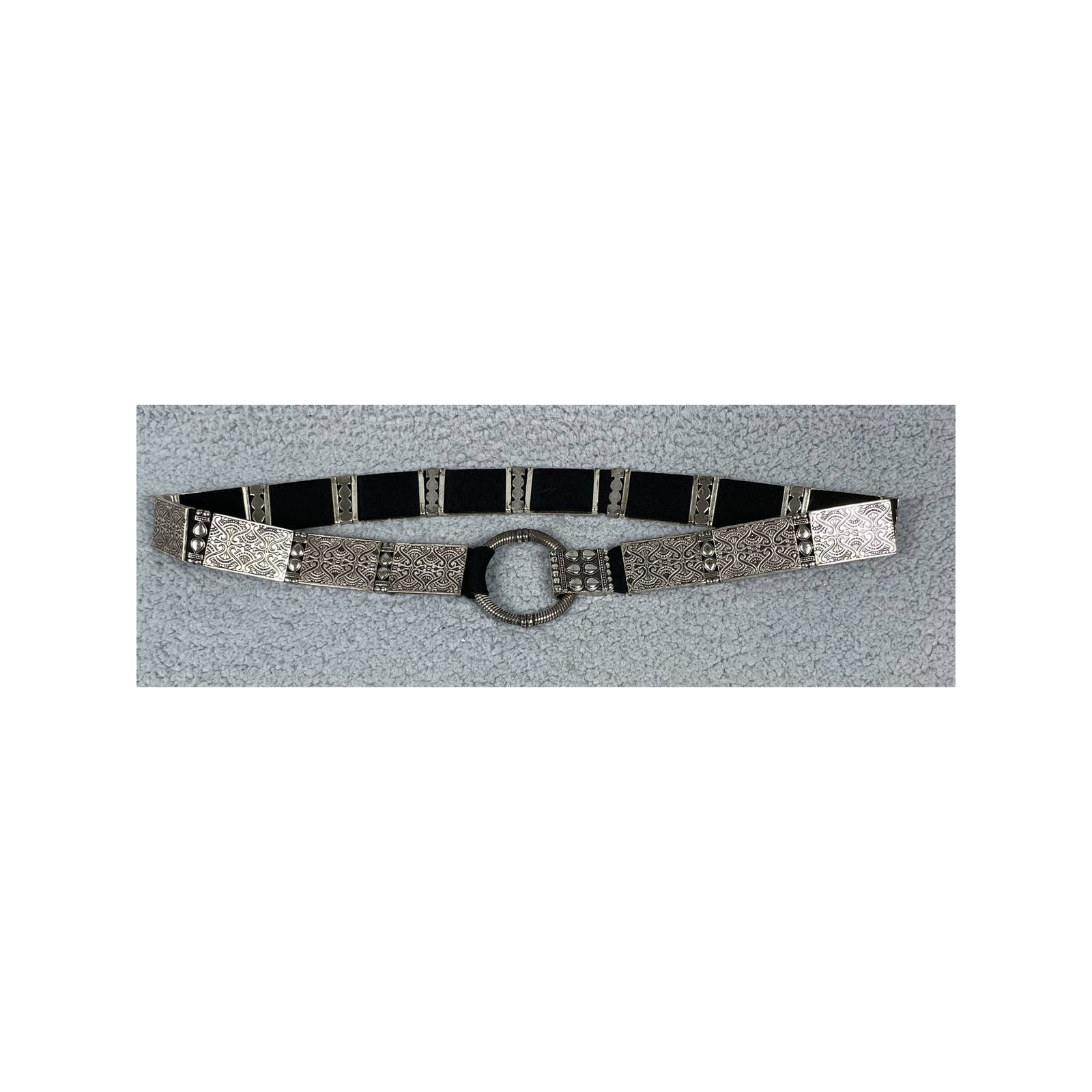 Chico's Womens Silver Black Rectangular Metal Eng… - image 1