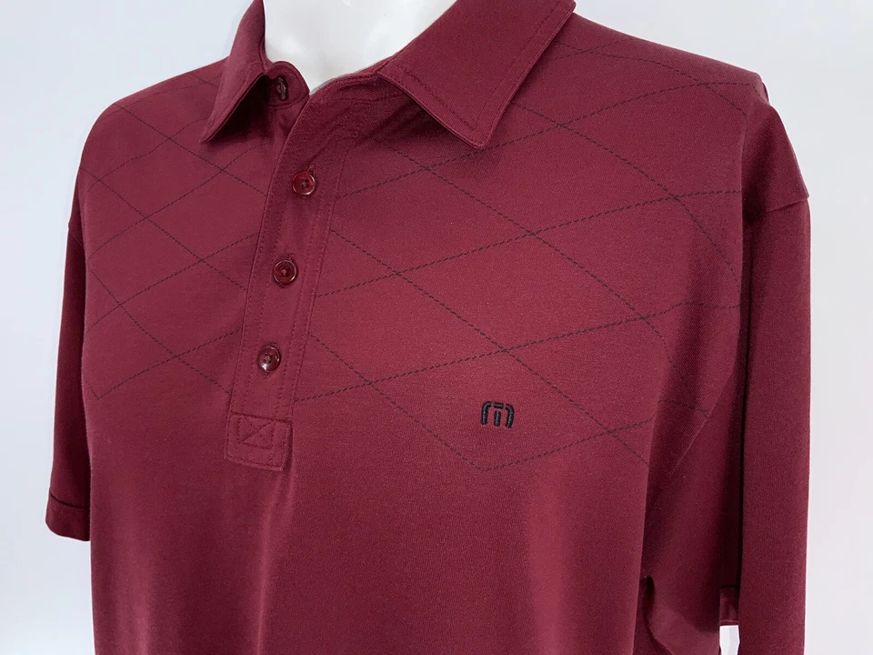 Camisa Polo de Golf Travis Mathew L Hombres Borgoña Algodón Poli Perú YGI U3-88 Foto 4 de 4