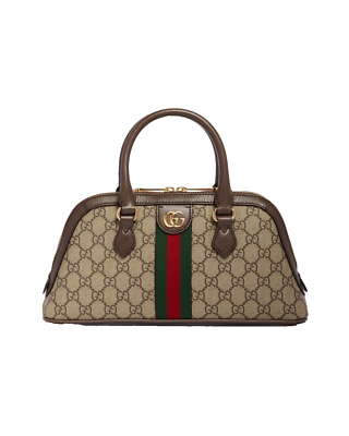 GUCCI Ophidia Small $2590 Beige/Ebony Top Handle Bag New And