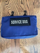 BLUE Service/hiking Dog Side Pouch With Hook & Loop & Clips NEW Made In USA.
