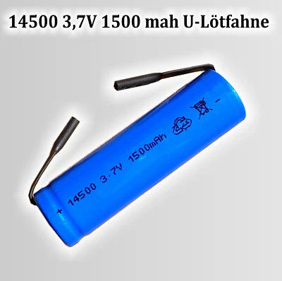 ICR 14500 3,7V 1500 mAh con Saldatore a U Li-Ion Batteria di Ricambio Ricaricabile