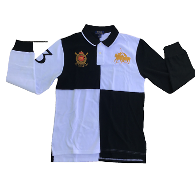 Polo Ralph Lauren Shirt XL (18-20) Youth Black White Long Sleeve