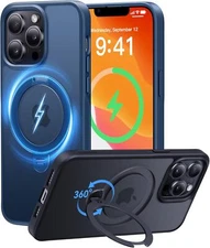 CASEKOO iPhone 13 Pro Case, 360° Mag Stand, Mil Prot, Blue