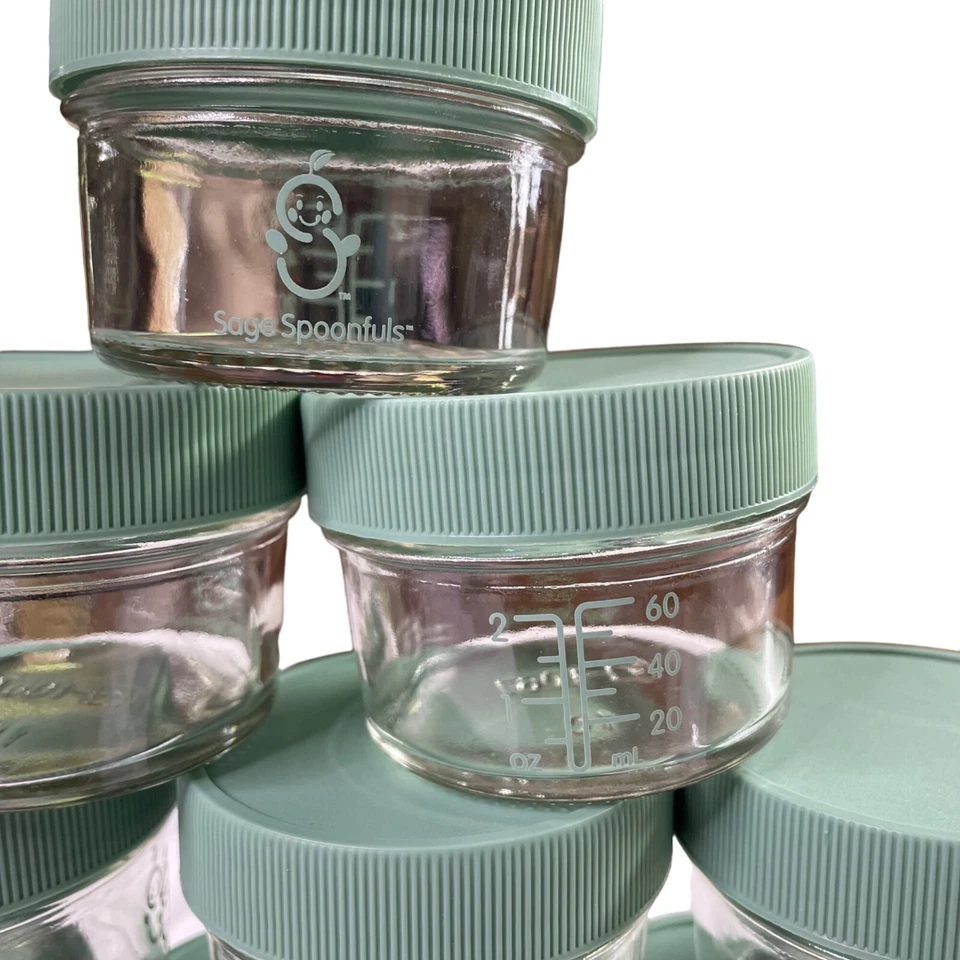 Reusable Baby Food Jars Sage Spoonfuls Quality Glass Storage Containers Lot 15 u - Image 4 of 4