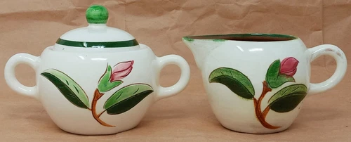 Stangl Pottery Prelude Creamer and Sugar Bowl w/ Lid trenton nj USA made ceramic