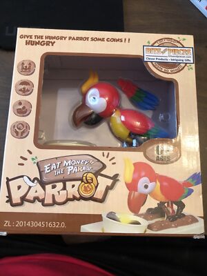 Electric Eat-Money Parrot Bird Piggy Bank Saving Money Brand New - Red