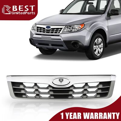 For 11-13 Subaru Forester Front Chrome Shell w/ Silver Insert Grille Grill