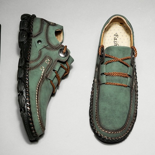Echtes Leder Herren Handgefertigte Loafer Mokassin Schuhe Freizeitschuhe Sneaker - Bild 7 von 16