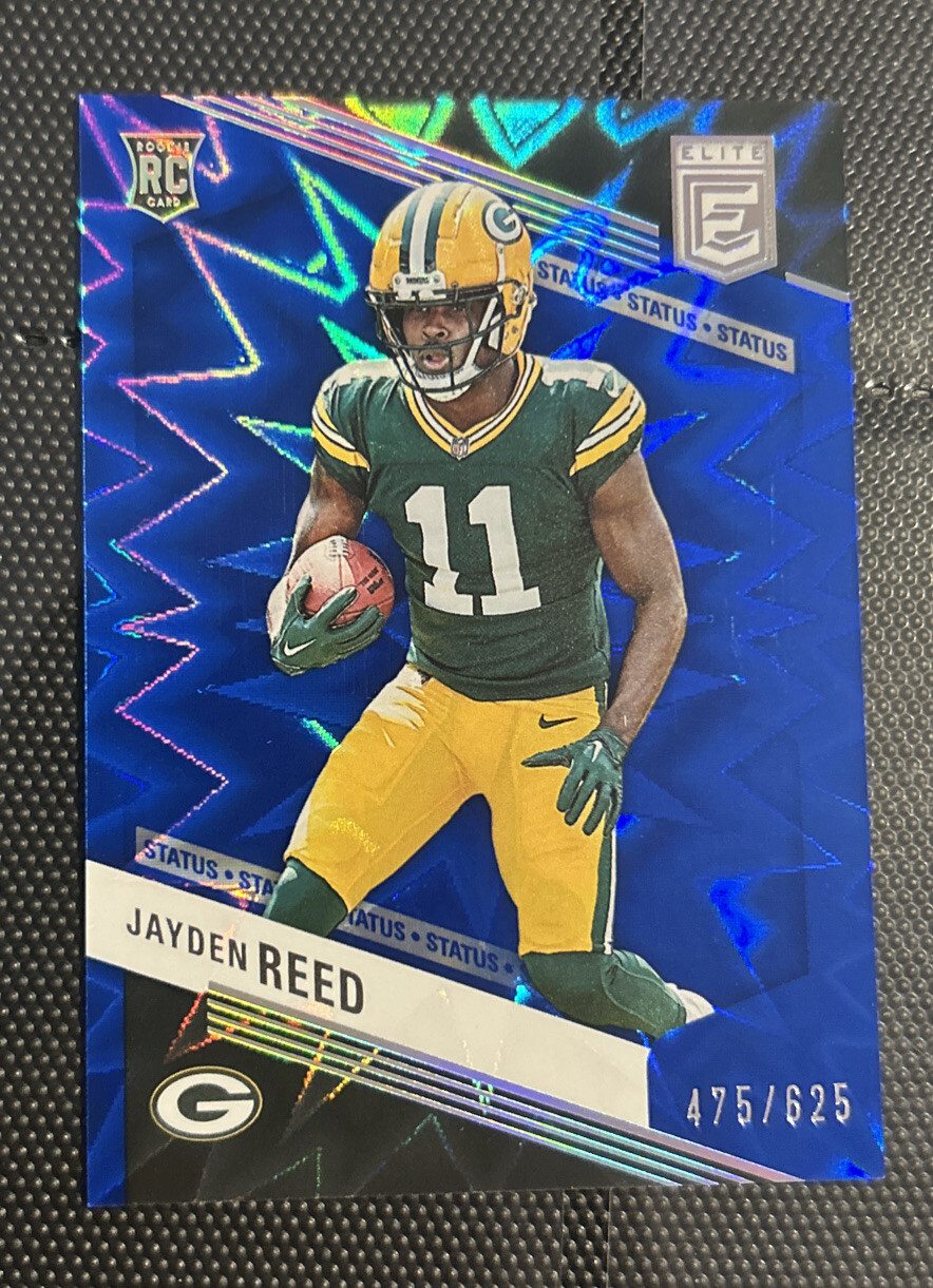 2023 Donruss Elite Football Jayden Reed Blue Status /625 #153 Rookie Packers RC