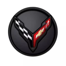 2020-2024 Corvette C8 Carbon Flash Cross Flag Logo Center Cap Qty 1 84691535 OEM